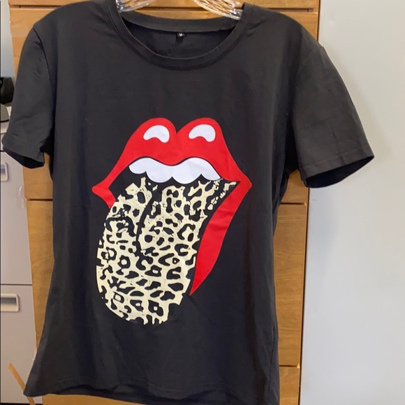 Women’s Graphic Lips & Cheetah Print Tongue Shirt - Picture 1 of 5
